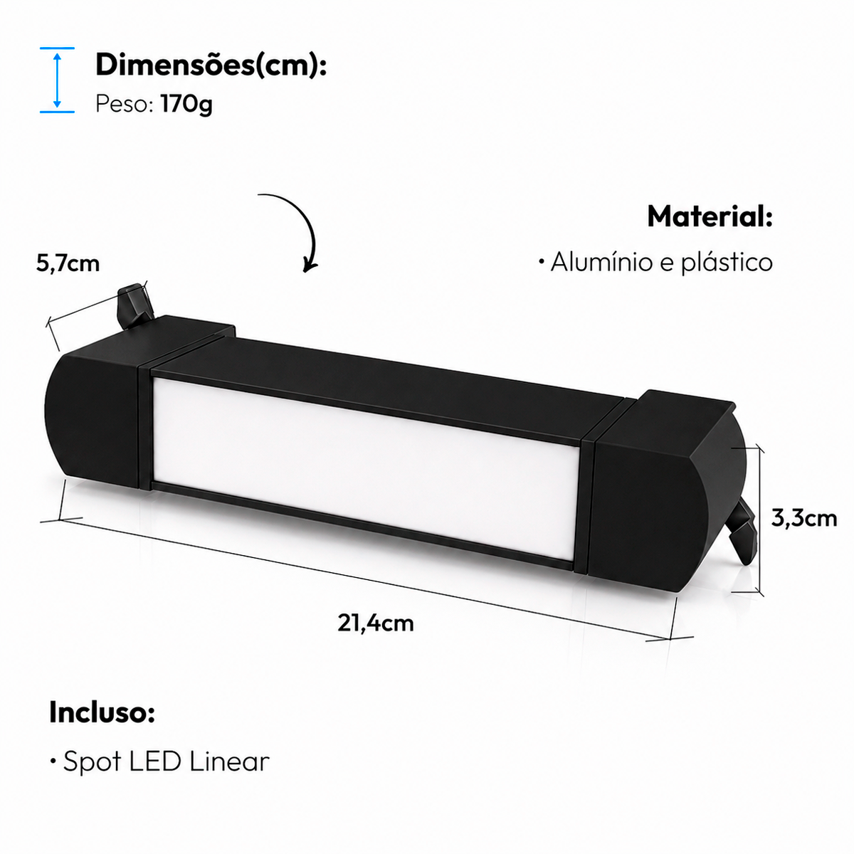 Spot Led Trilho Authentic Linea 10w 4000k Branco Neutro IP20 Bivolt Preto Avant