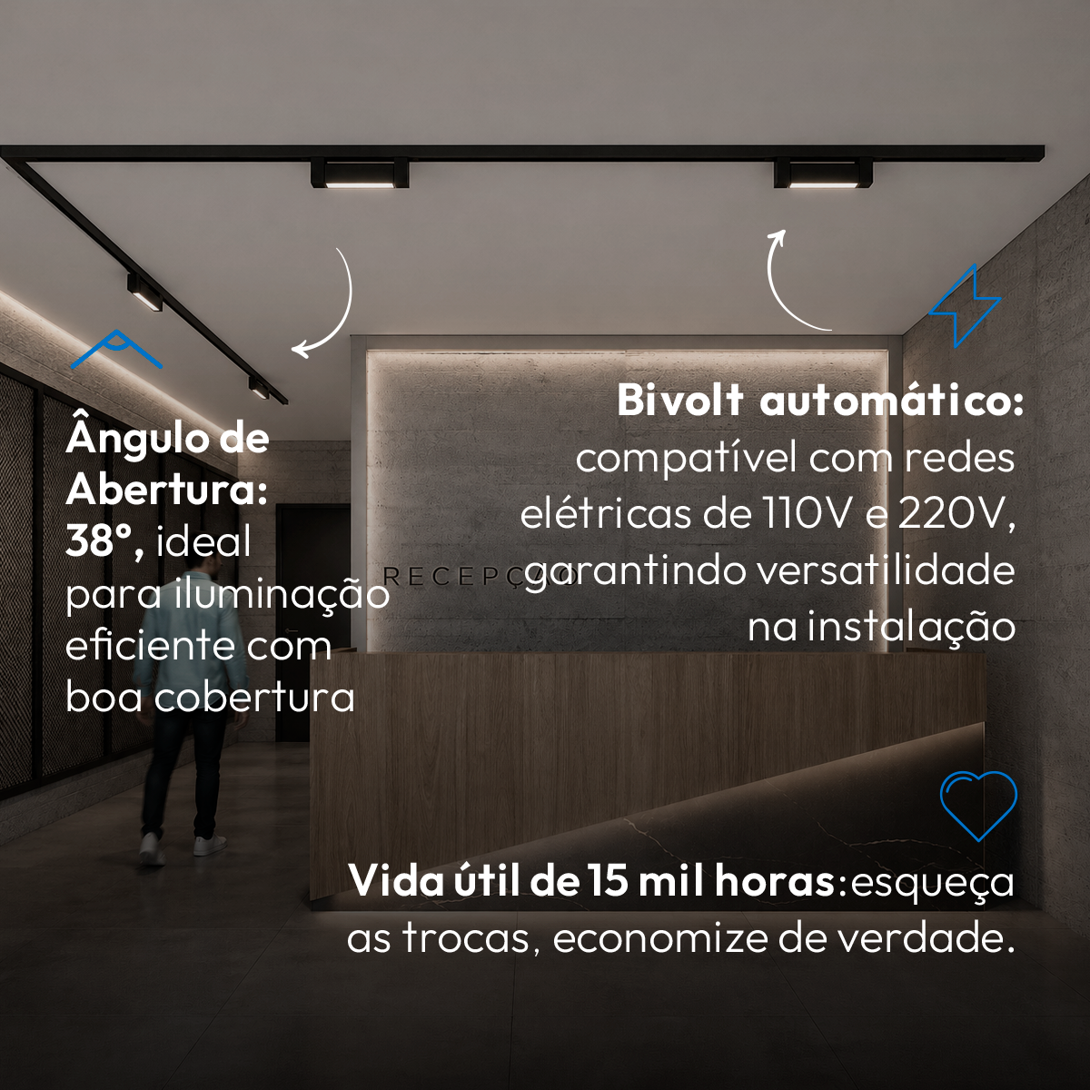 Spot Led Trilho Authentic Linea 10w 4000k Branco Neutro IP20 Bivolt Preto Avant
