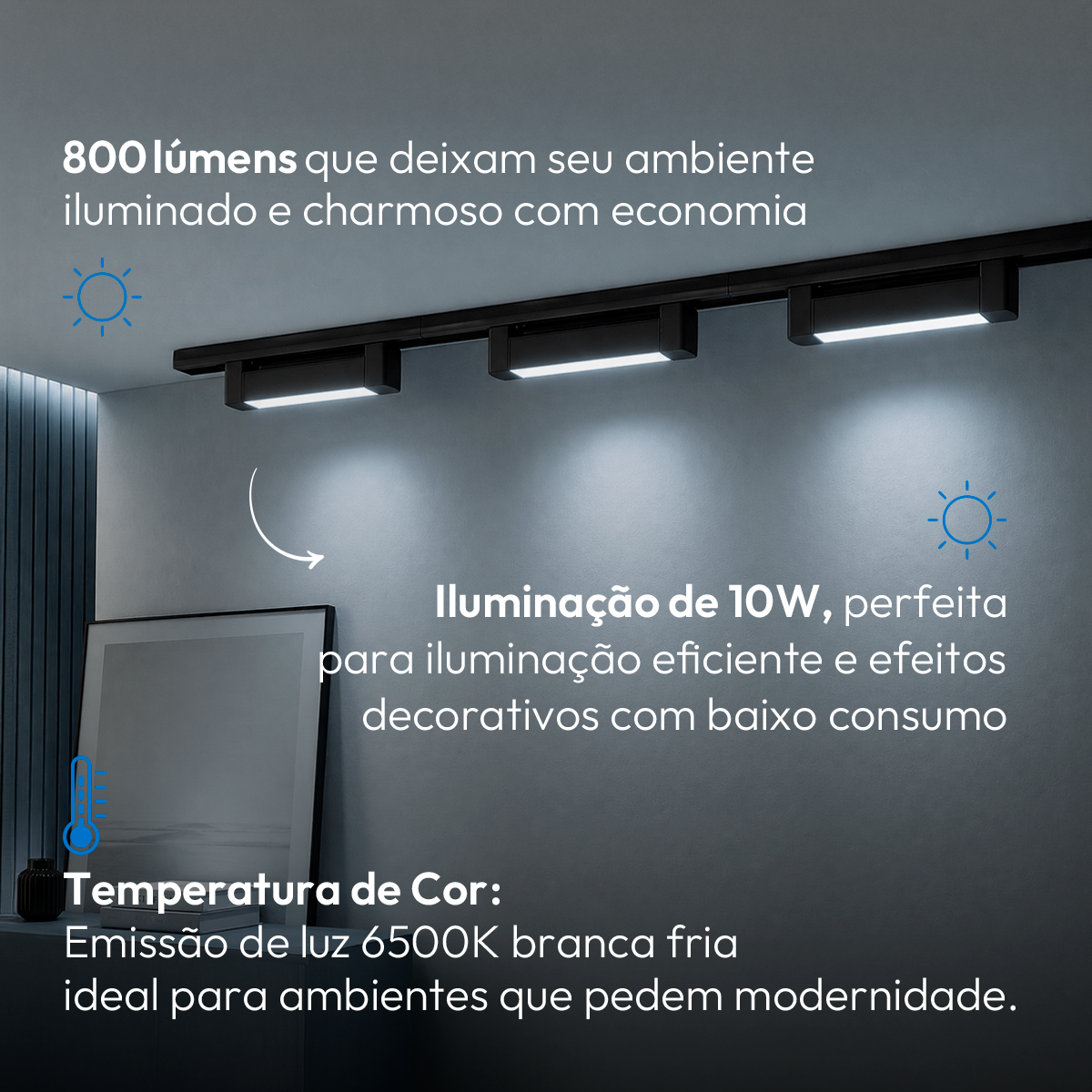 Spot Led Trilho Authentic Linea 10w 6500k Branco Frio IP20 Bivolt Preto Avant