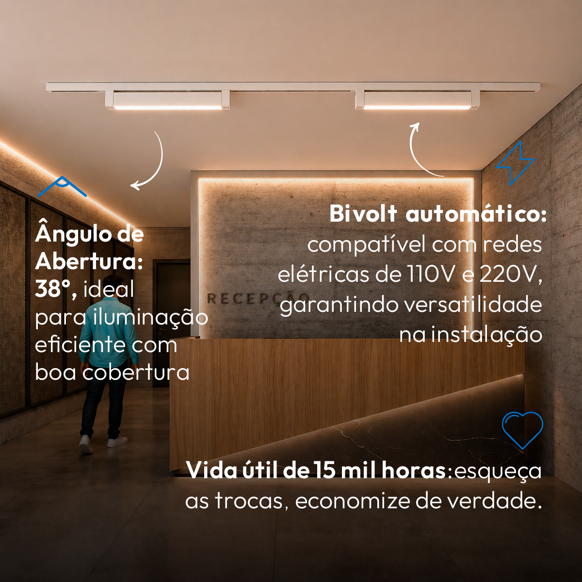 Spot Led Trilho Authentic Linea 20w 2700k Branco Quente IP20 Bivolt Branco Avant