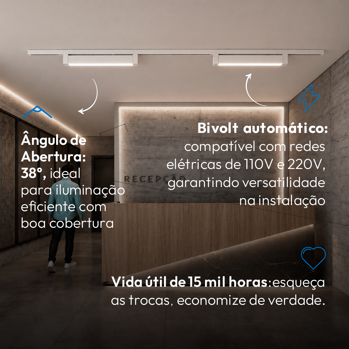 Spot Led Trilho Authentic Linea 20w 4000k Branco Neutro IP20 Bivolt Branco Avant