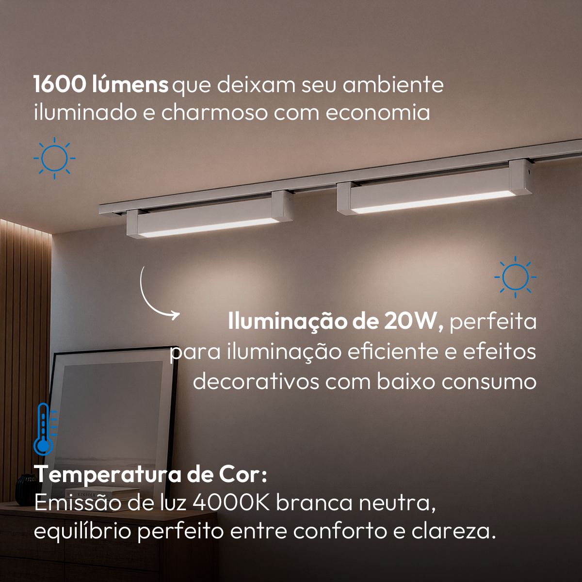 Spot Led Trilho Authentic Linea 20w 4000k Branco Neutro IP20 Bivolt Branco Avant