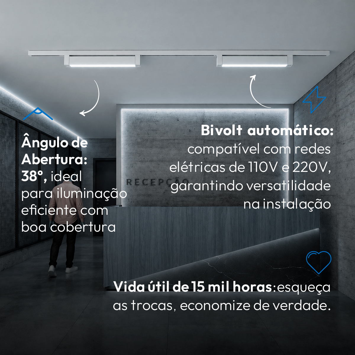 Spot Led Trilho Authentic Linea 20w 6500k Branco Frio IP20 Bivolt Branco Avant