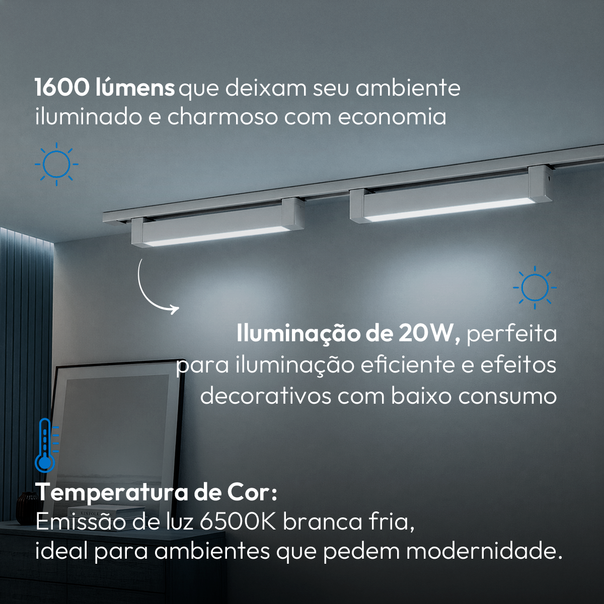 Spot Led Trilho Authentic Linea 20w 6500k Branco Frio IP20 Bivolt Branco Avant