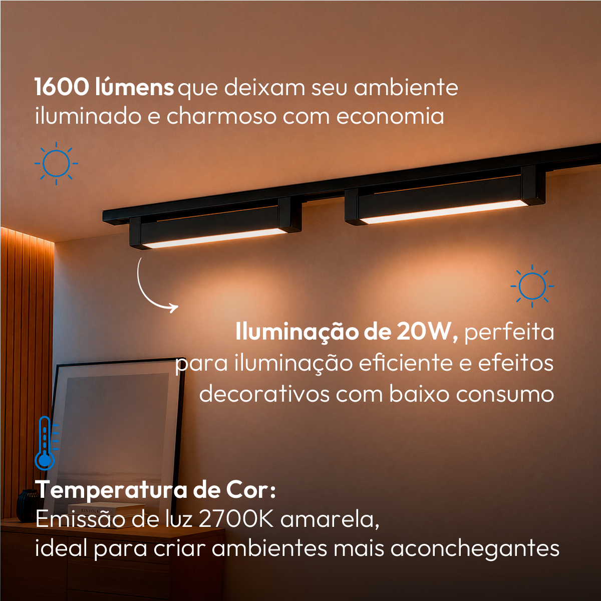 Spot Led Trilho Authentic Linea 20w 2700k Branco Quente IP20 Bivolt Preto Avant
