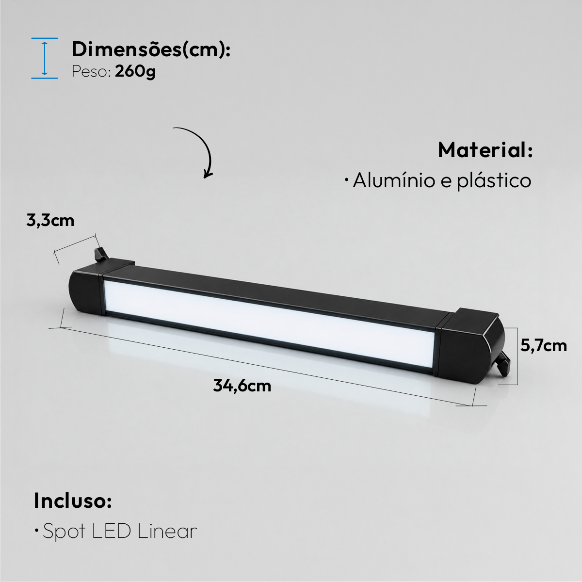 Spot Led Trilho Authentic Linea 20w 6500k Branco Frio IP20 Bivolt Preto Avant