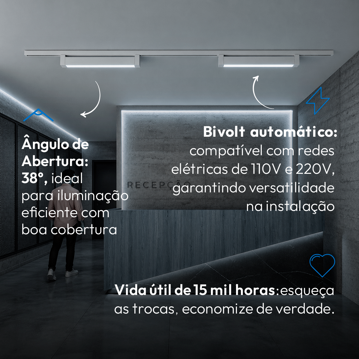Spot Led Para Trilho Authentic Linea 40w 6500k Branco Frio IP20 Bivolt Branco Avant