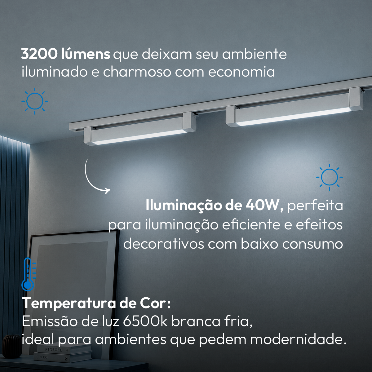 Spot Led Para Trilho Authentic Linea 40w 6500k Branco Frio IP20 Bivolt Branco Avant