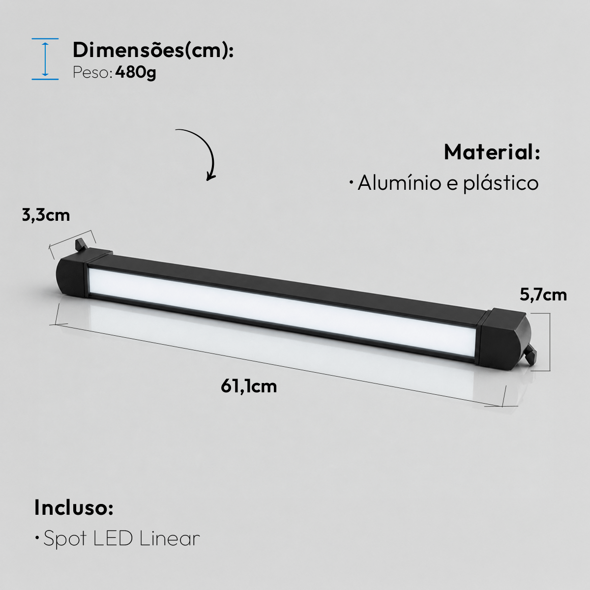 Spot Led Para Trilho Authentic Linea 40w 6500k Branco Frio IP20 Bivolt Preto Avant