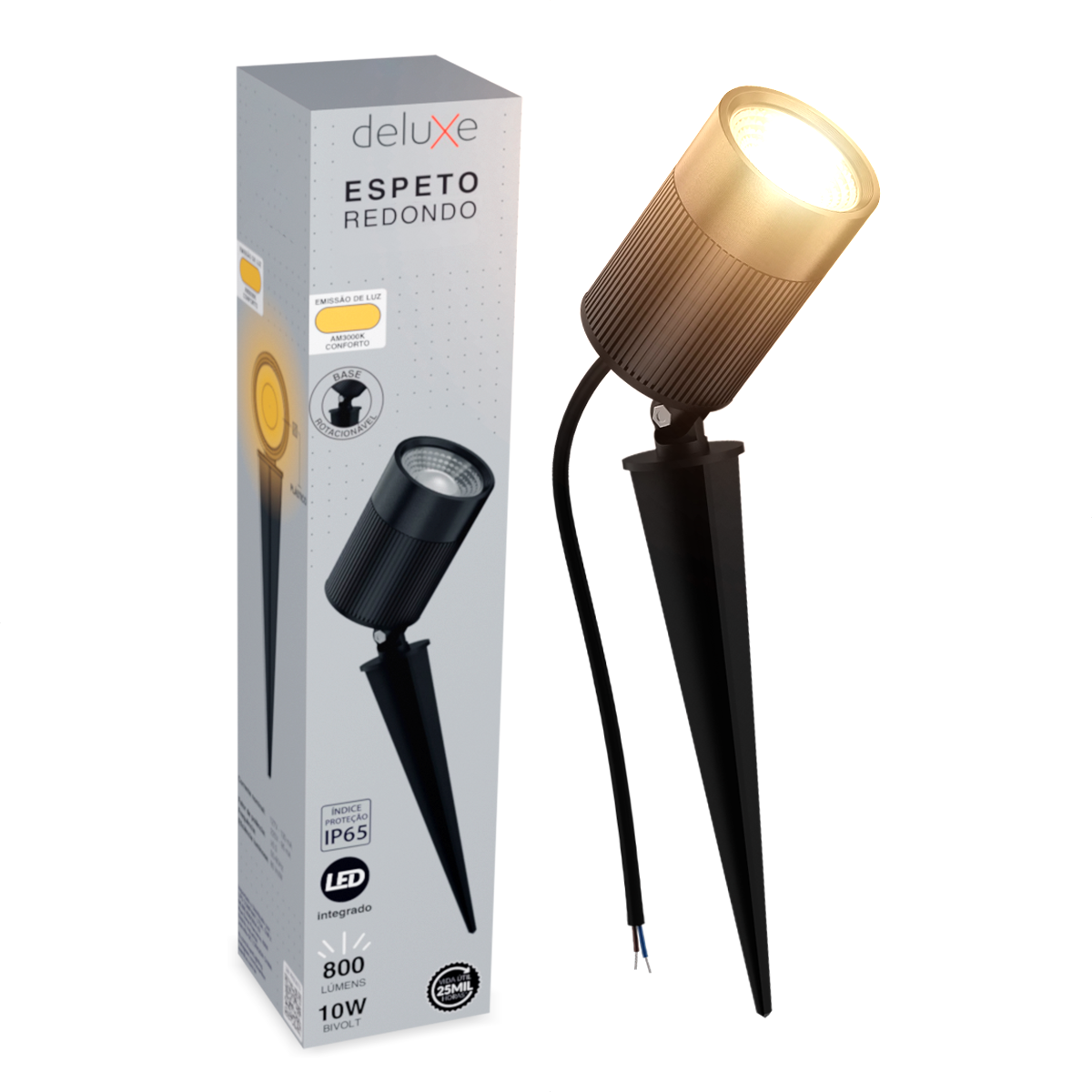 Espeto De Jardim Nimus Led 10w 3000k Branco Quente IP65 Bivolt Preto Avant