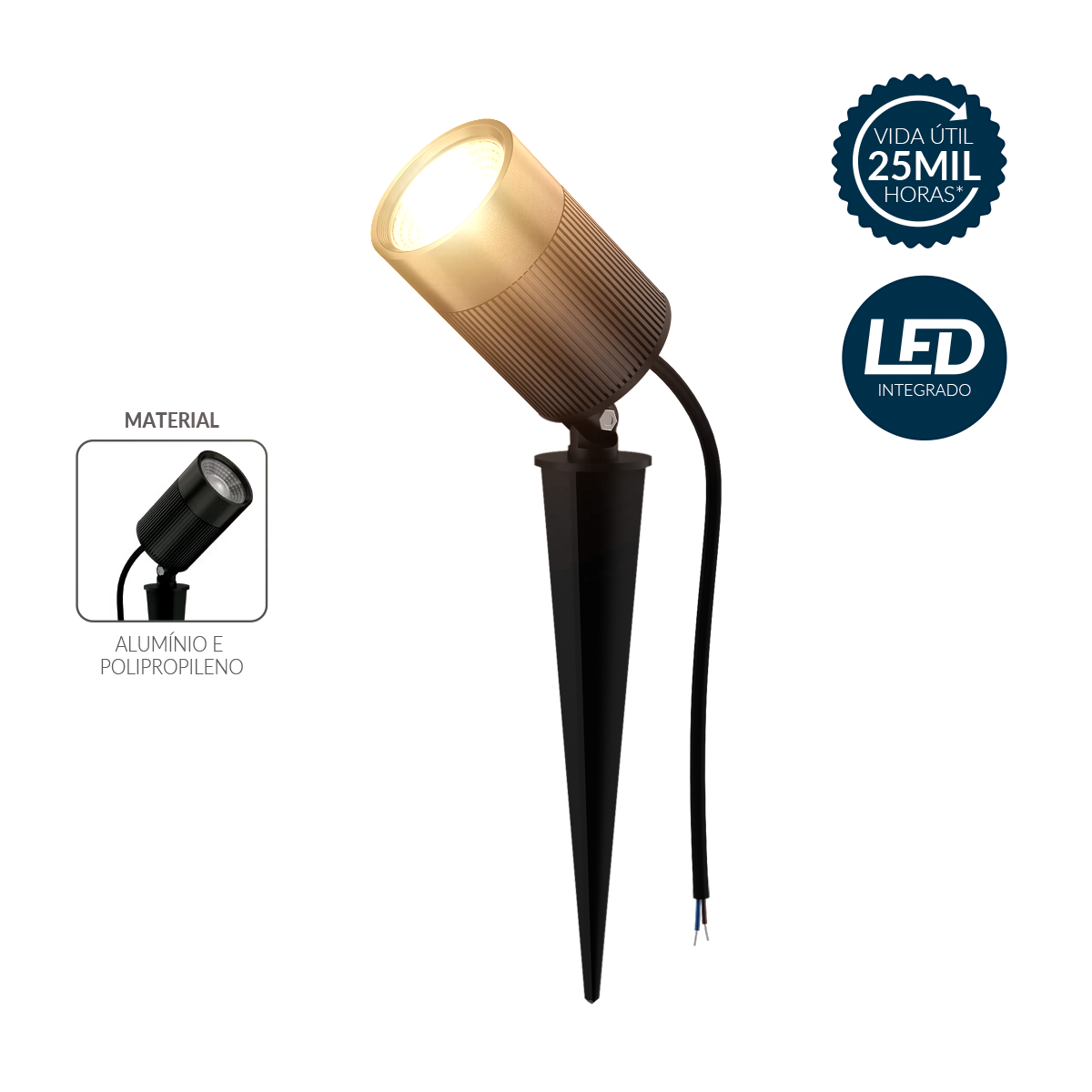 Espeto De Jardim Nimus Led 10w 3000k Branco Quente IP65 Bivolt Preto Avant