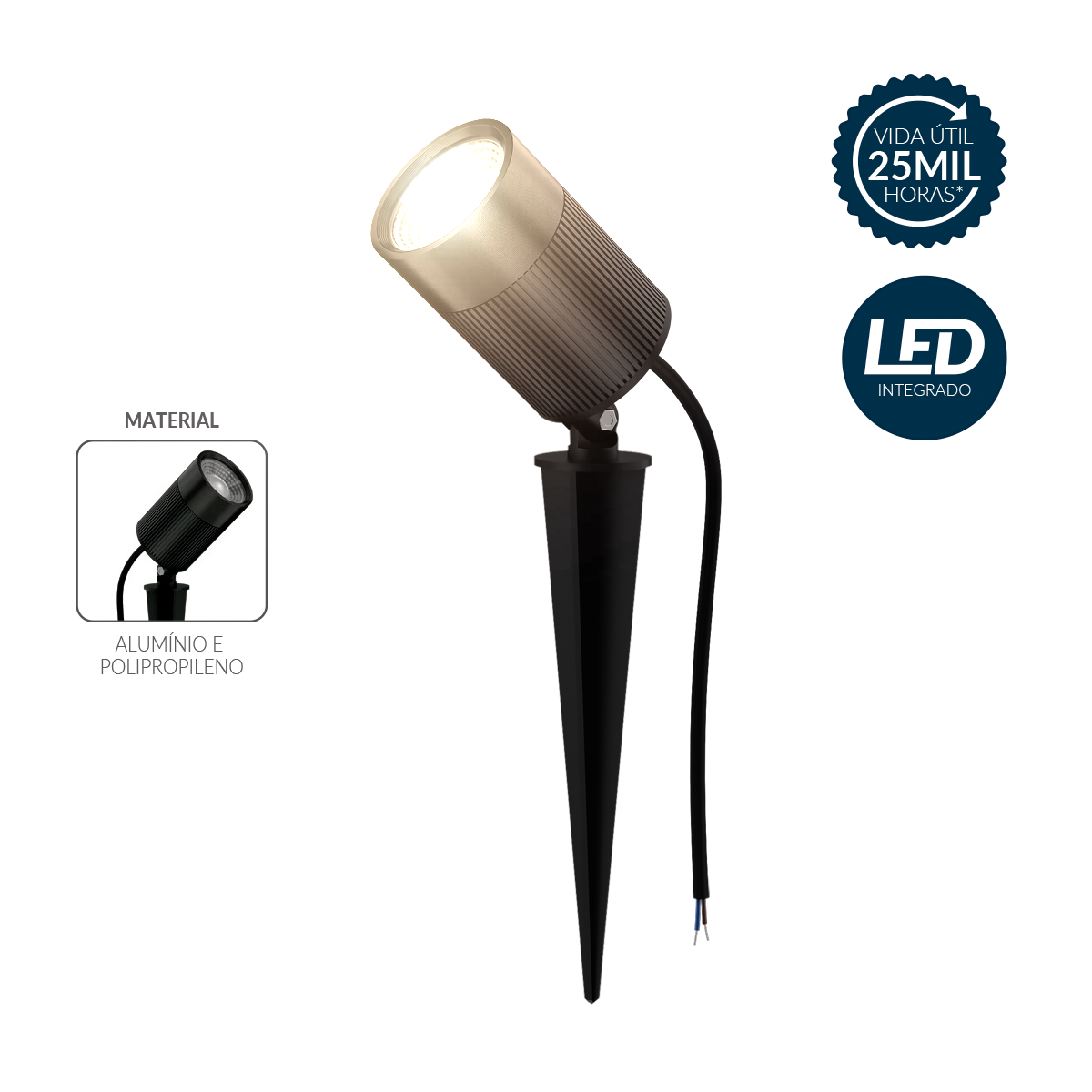 Espeto De Jardim Nimus Led 10w 4000K Branco Neútro IP65 Bivolt Preto Avant
