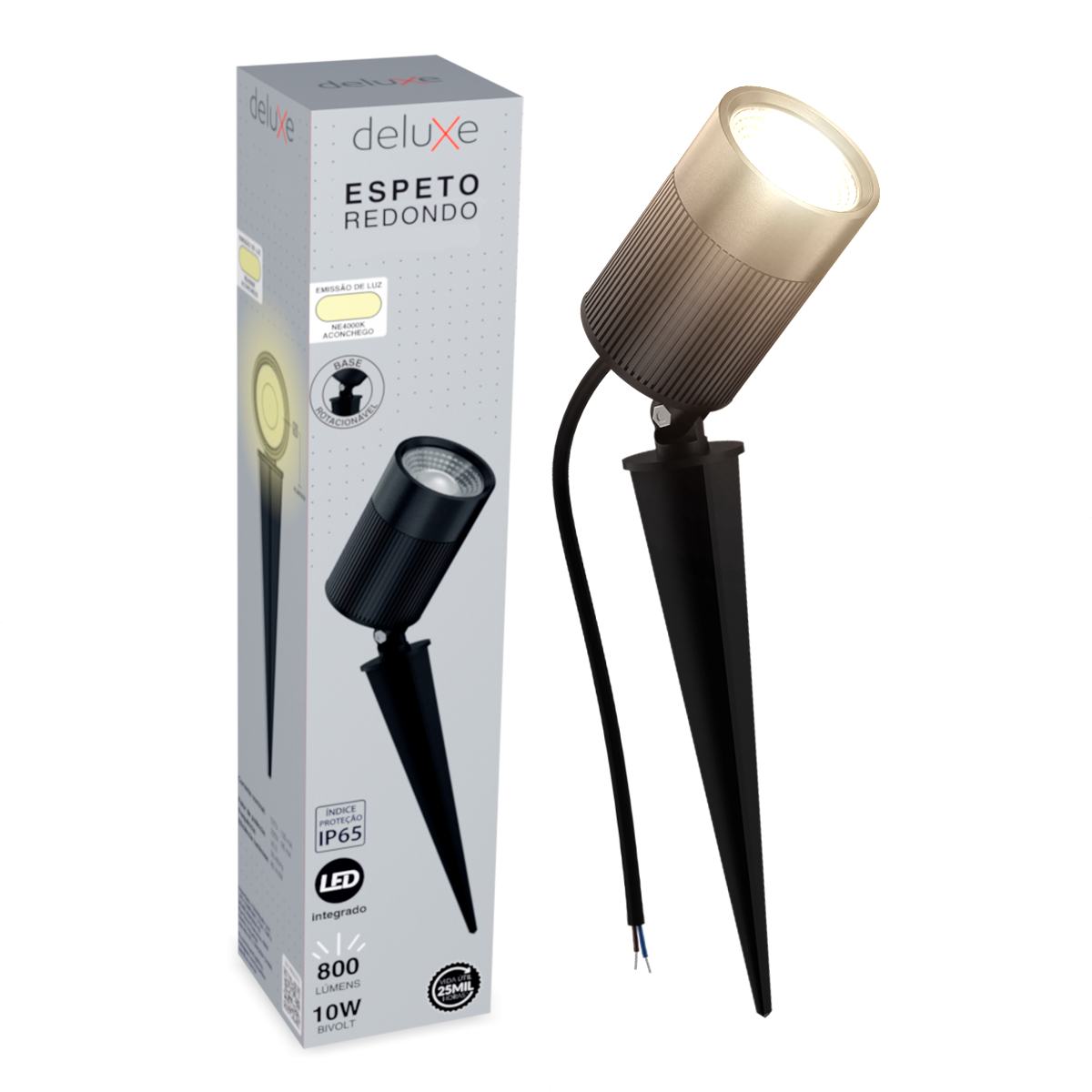 Espeto De Jardim Nimus Led 10w 4000K Branco Neútro IP65 Bivolt Preto Avant