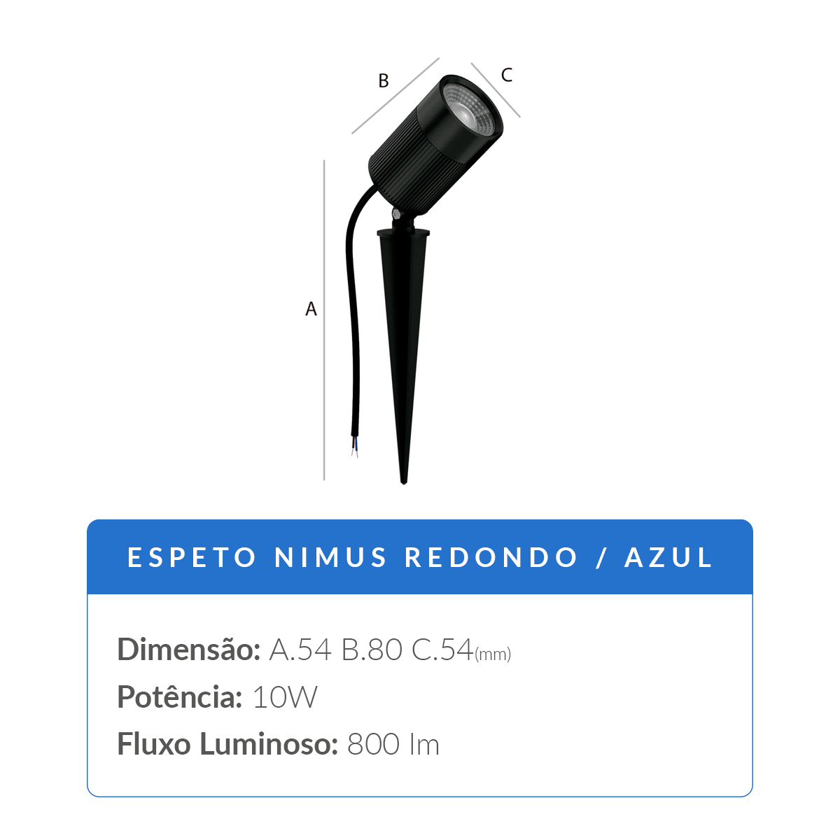 Espeto De Jardim Nimus Led 10w Azul IP65 Bivolt Preto Avant