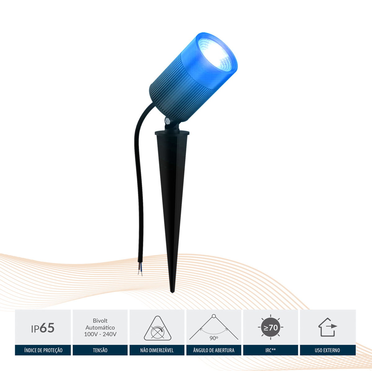 Espeto De Jardim Nimus Led 10w Azul IP65 Bivolt Preto Avant