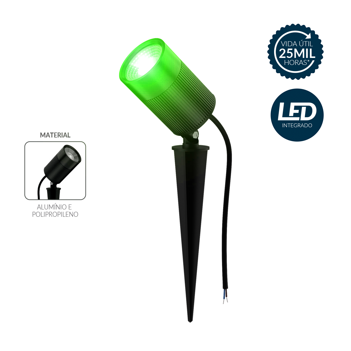 Espeto De Jardim Nimus Led 10w Verde IP65 Bivolt Preto Avant