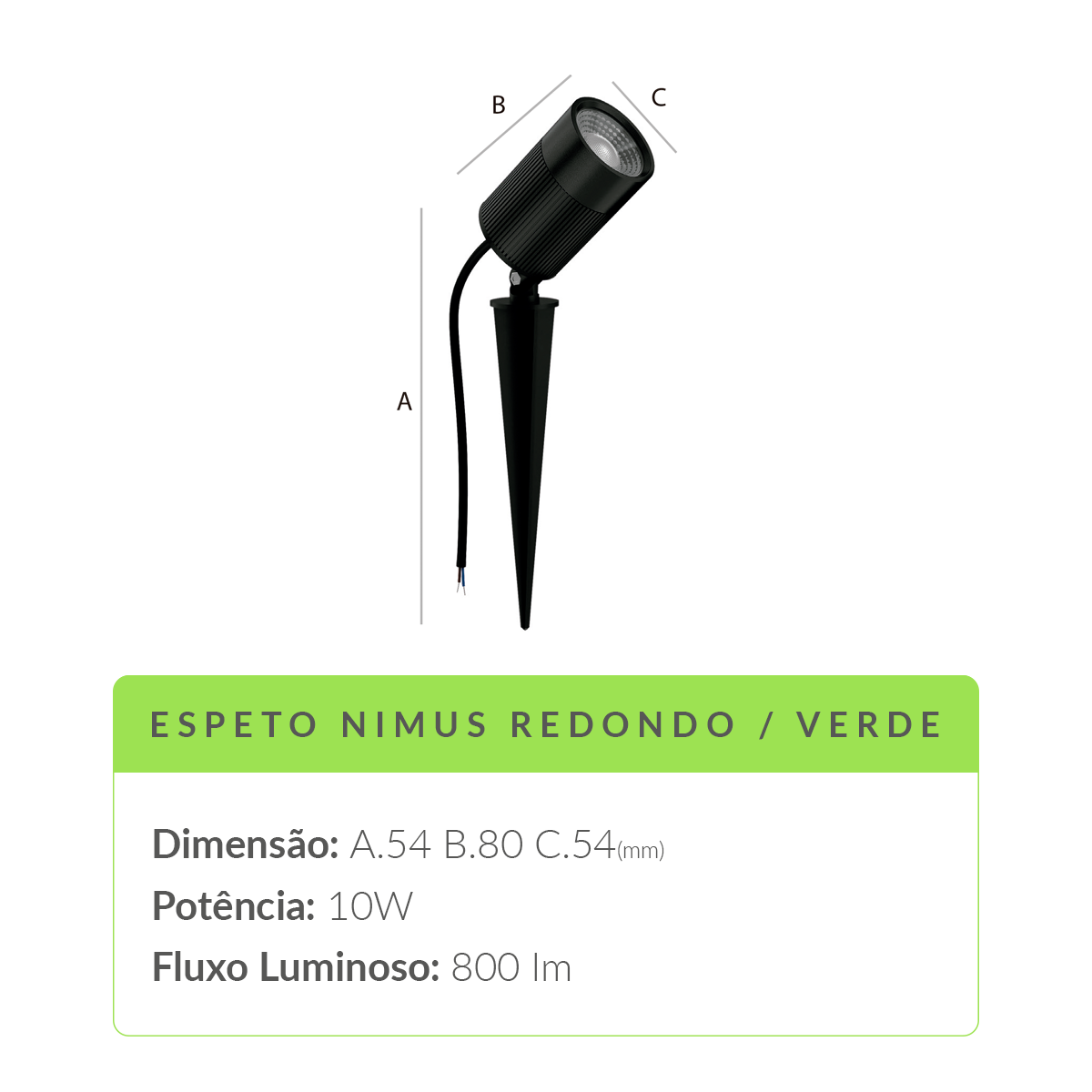Espeto De Jardim Nimus Led 10w Verde IP65 Bivolt Preto Avant