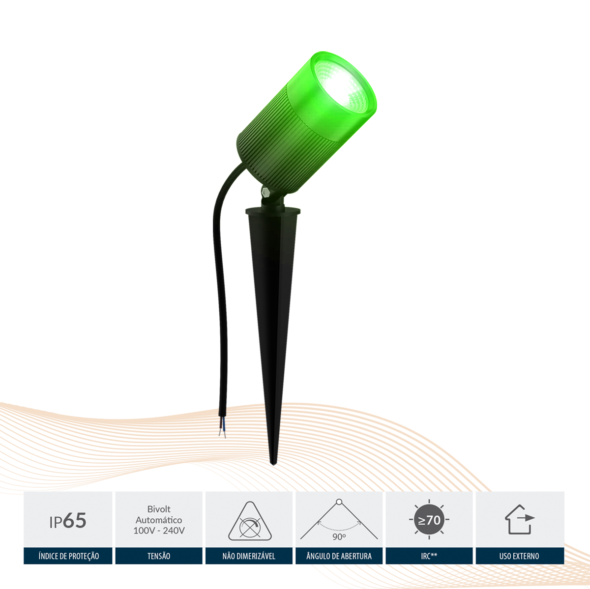 Espeto De Jardim Nimus Led 10w Verde IP65 Bivolt Preto Avant