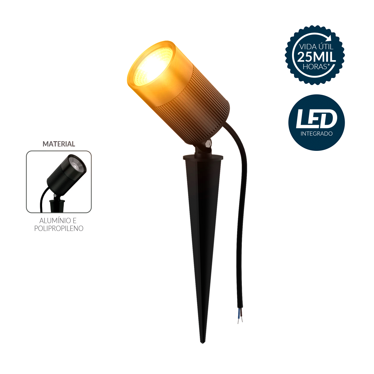 Espeto De Jardim Nimus Led 10w Laranja IP65 Bivolt Preto Avant