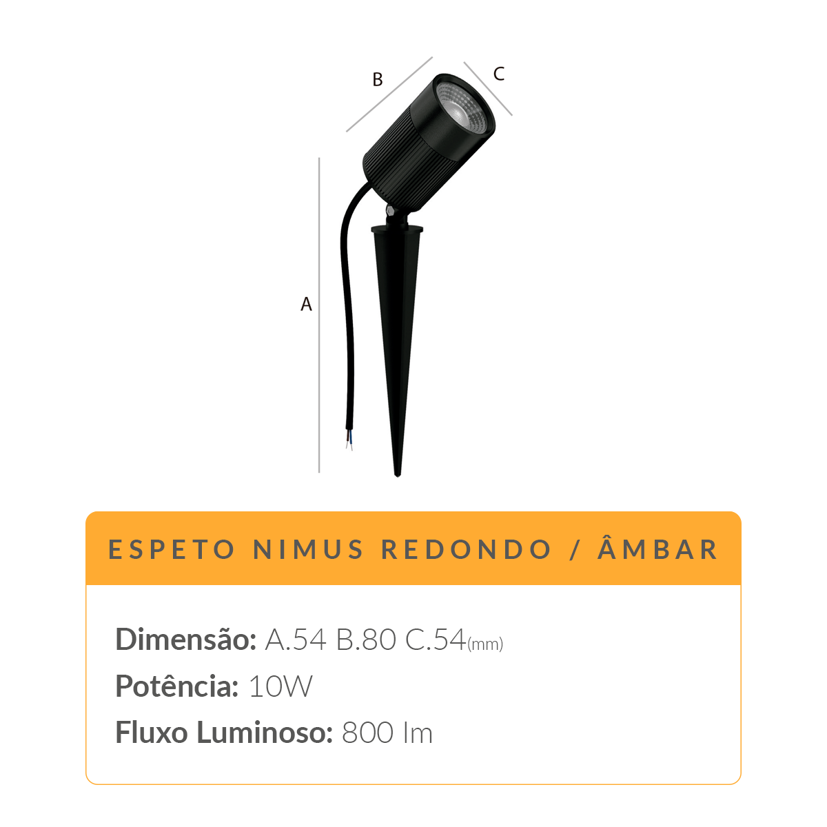 Espeto De Jardim Nimus Led 10w Laranja IP65 Bivolt Preto Avant