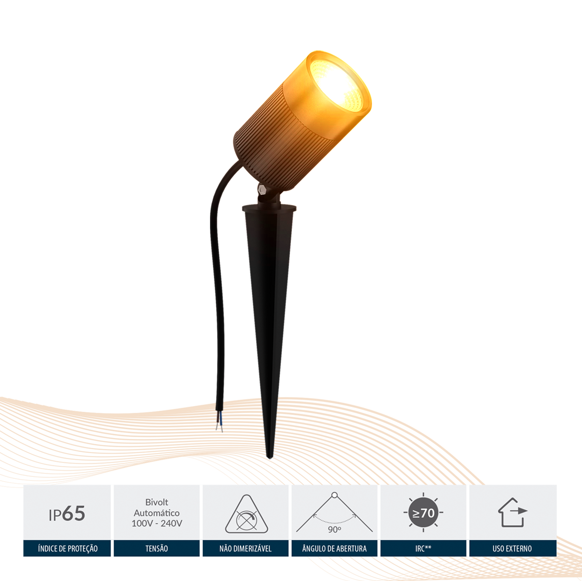 Espeto De Jardim Nimus Led 10w Laranja IP65 Bivolt Preto Avant