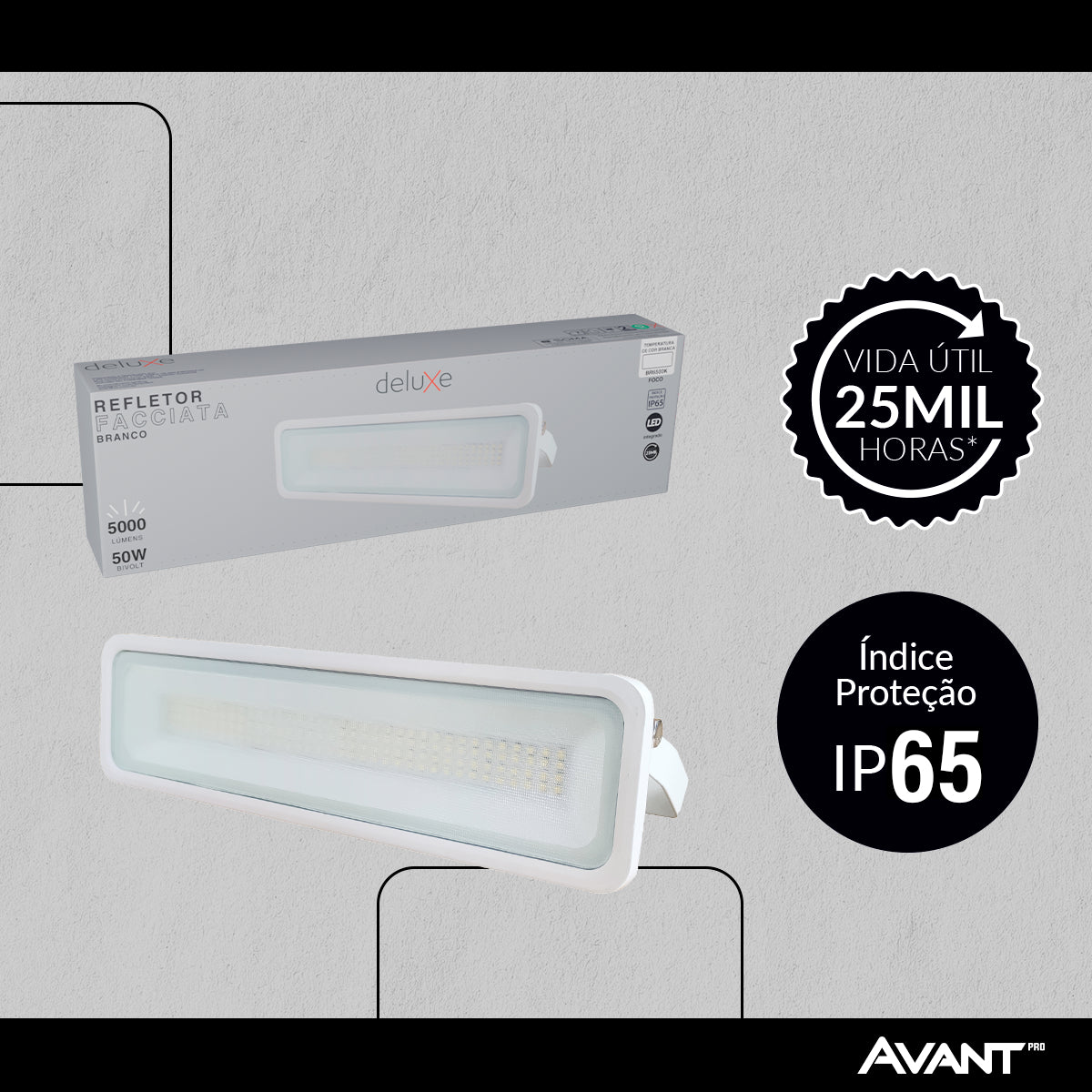 Refletor Led Facciata 50w 6500k Branco Frio Bivolt IP66 Branco Avant Pro