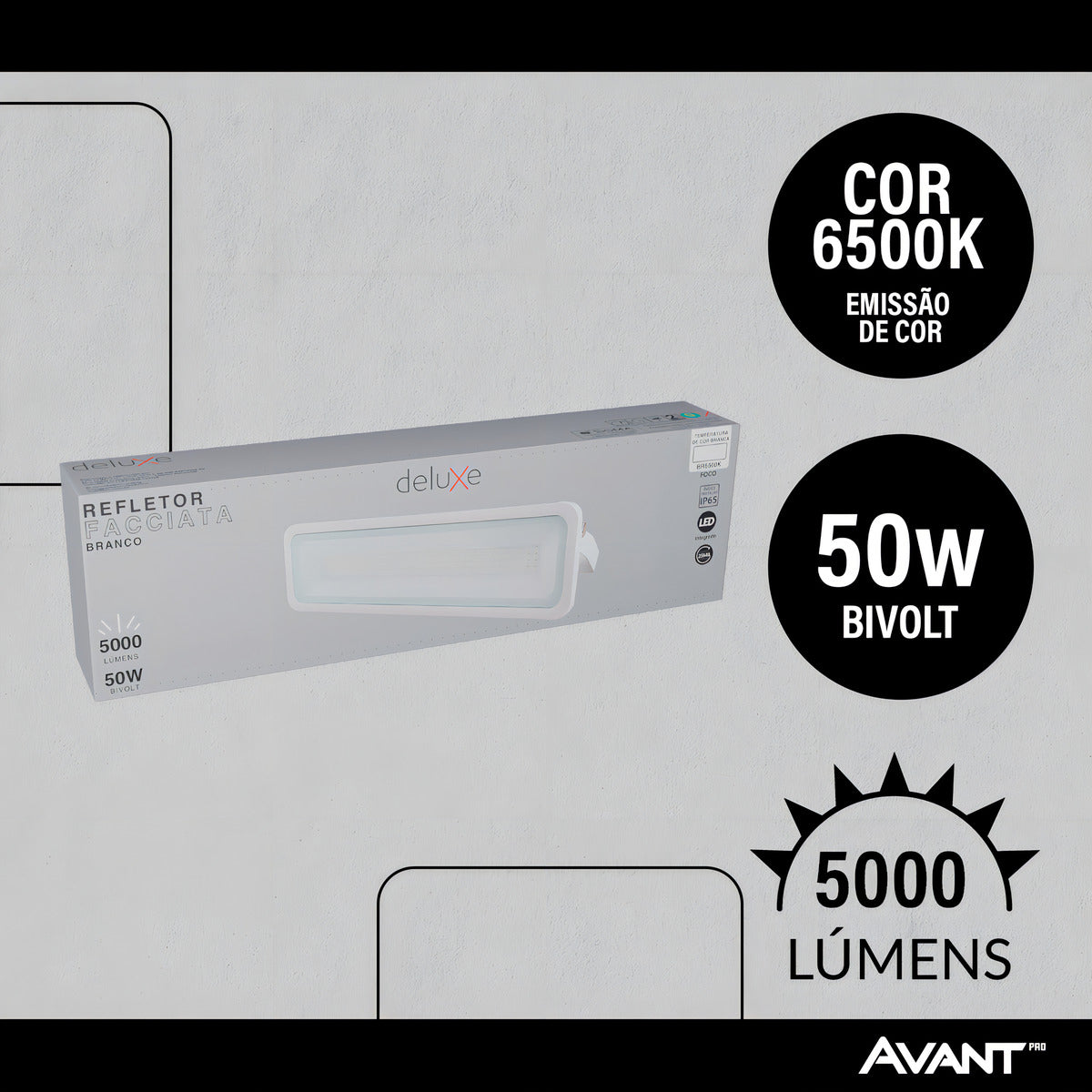 Refletor Led Facciata 50w 6500k Branco Frio Bivolt IP66 Branco Avant Pro