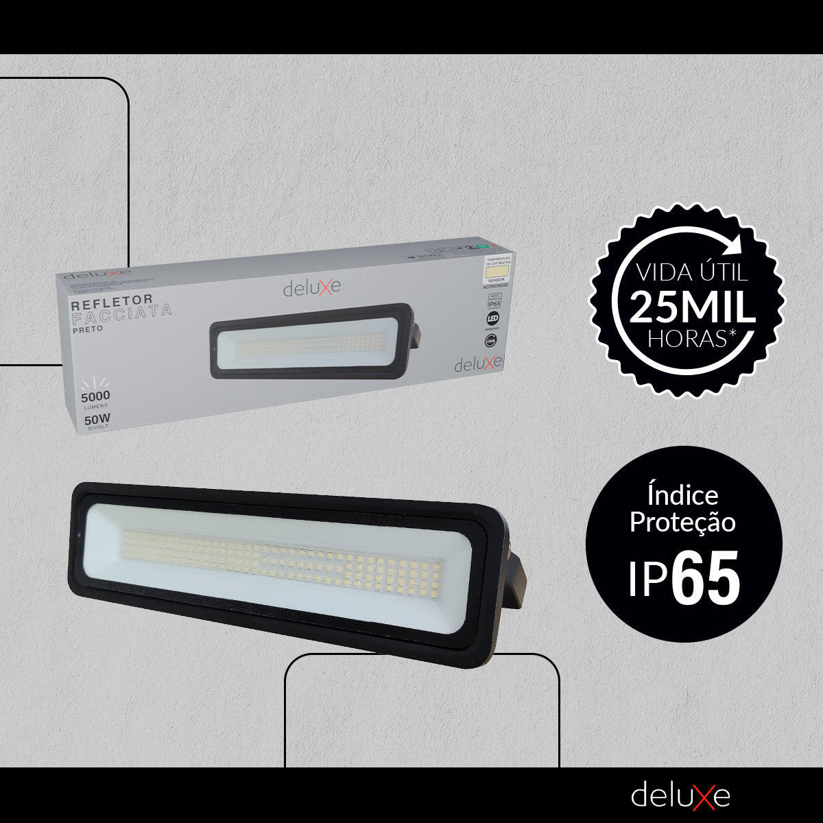 Refletor Led Facciata 50w 4000k Branco Neutro Bivolt IP66 Preto Avant Pro