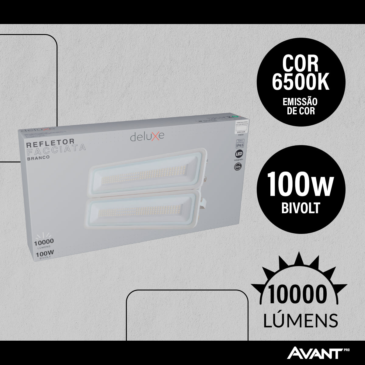 Refletor Led Facciata 100w 6500k Branco Frio Bivolt IP66 Branco Avant Pro