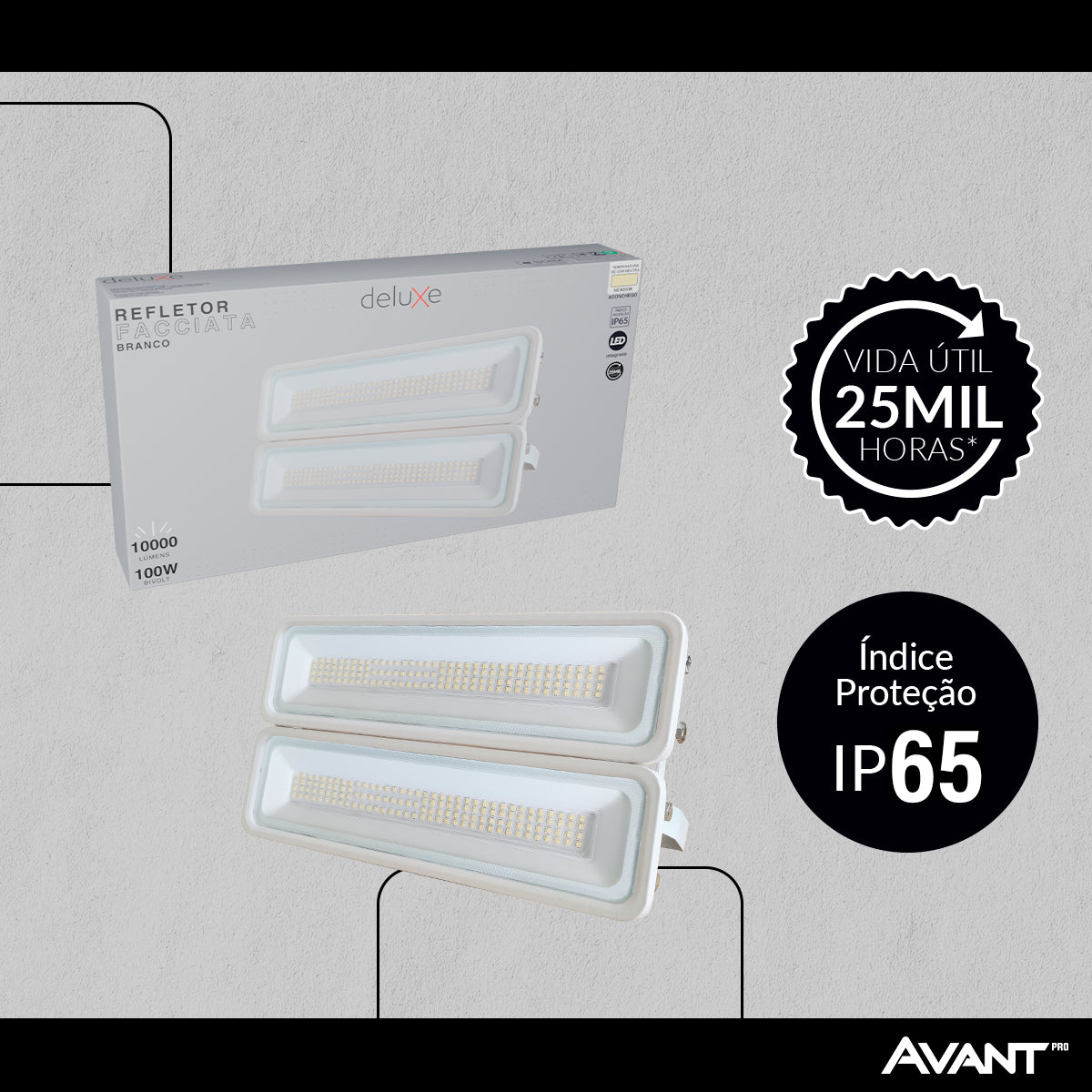Refletor Led Facciata 100w 4000k Branco Neutro Bivolt IP66 Branco Avant Pro