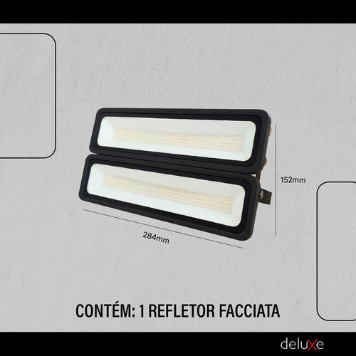 Refletor Led Facciata 100w 4000k Branco Neutro Bivolt IP66 Preto Avant Pro