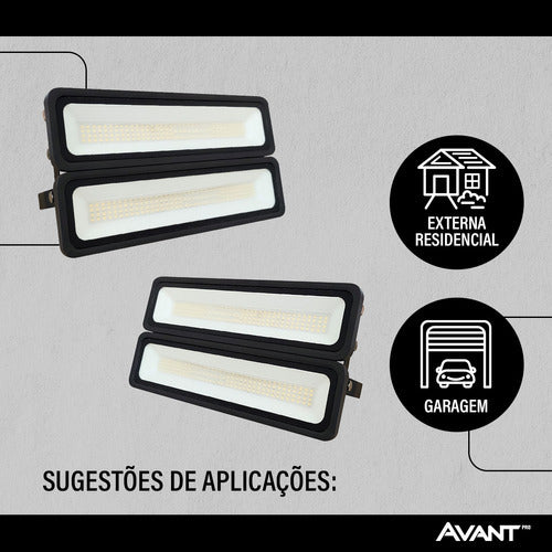 Refletor Led Facciata 100w 3000k Branco Quente Bivolt IP66 Preto Avant Pro