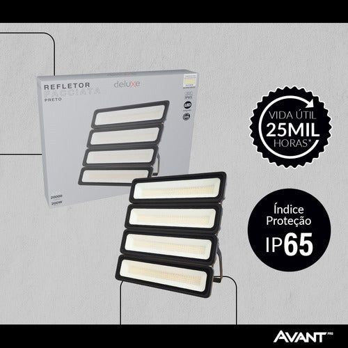 Refletor Led Facciata 200w 4000k Branco Neutro Bivolt IP66 Preto Avant Pro