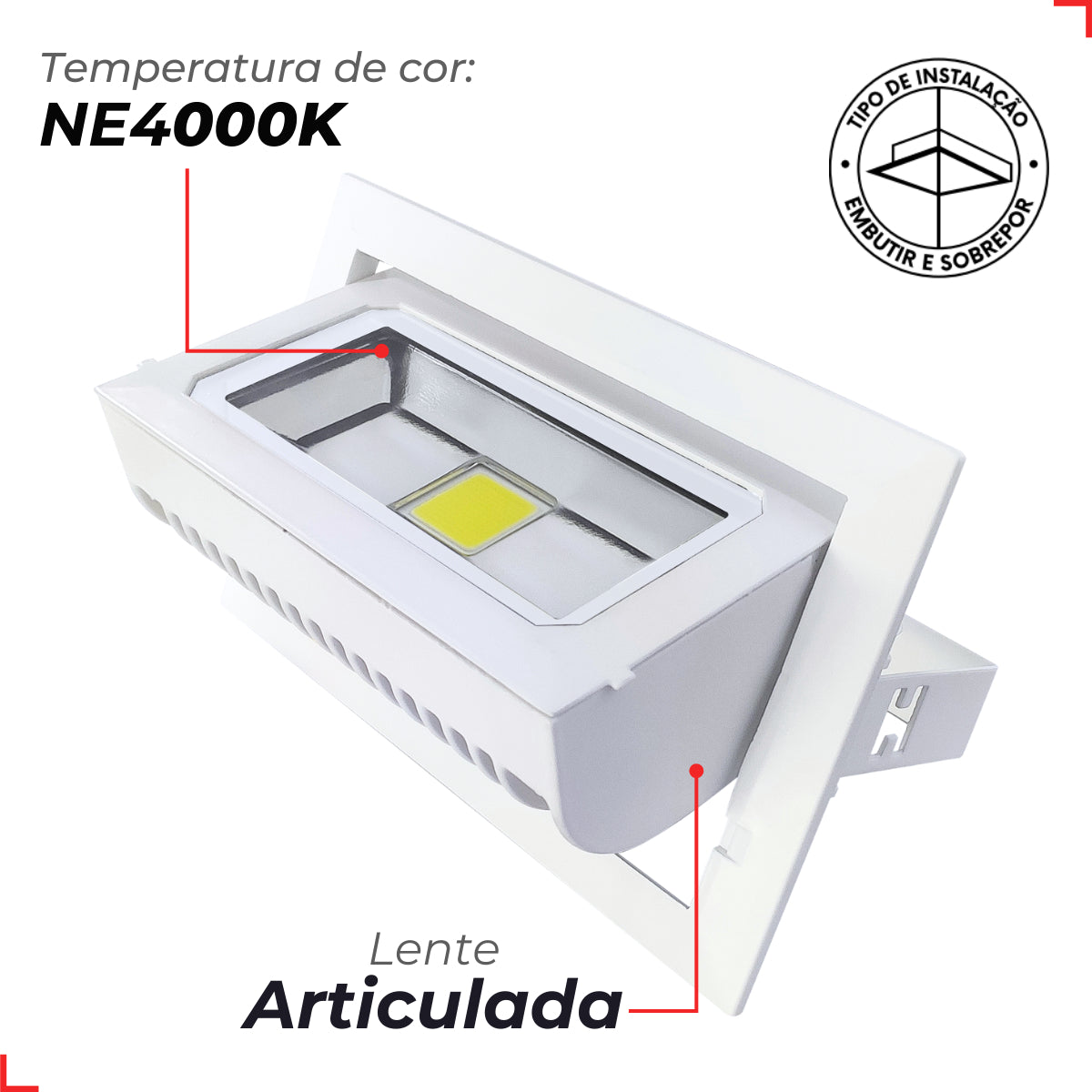 Refletor Led Effect 20w 4000k Branco Neutro Bivolt IP66 Branco Deluxe
