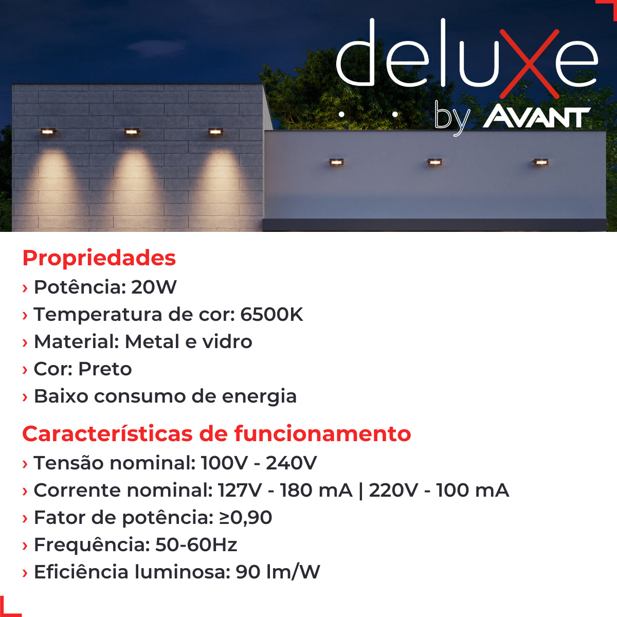 Refletor Led Effect 20w 6500k Branco Frio Bivolt IP65 Preto Deluxe
