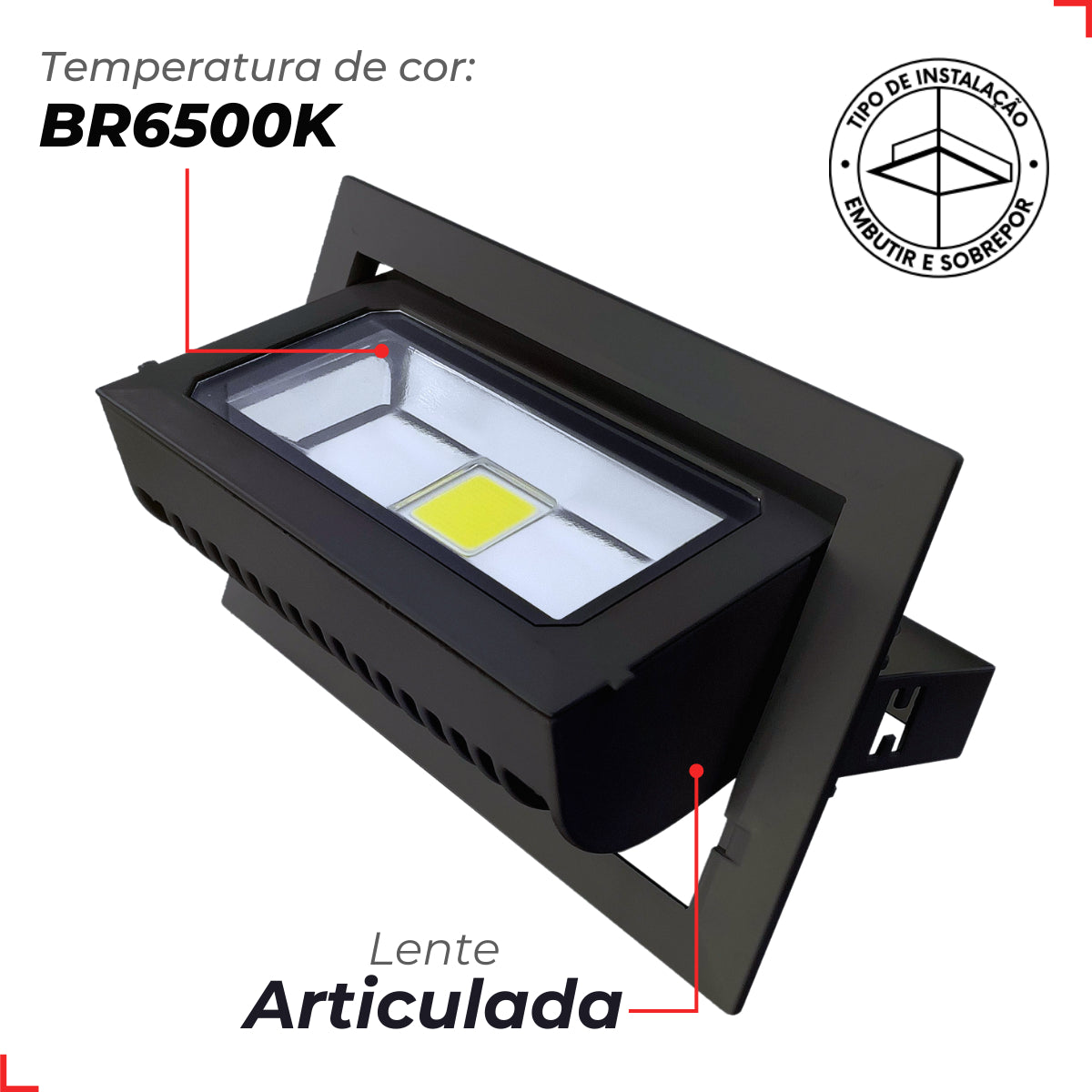 Refletor Led Effect 20w 6500k Branco Frio Bivolt IP65 Preto Deluxe