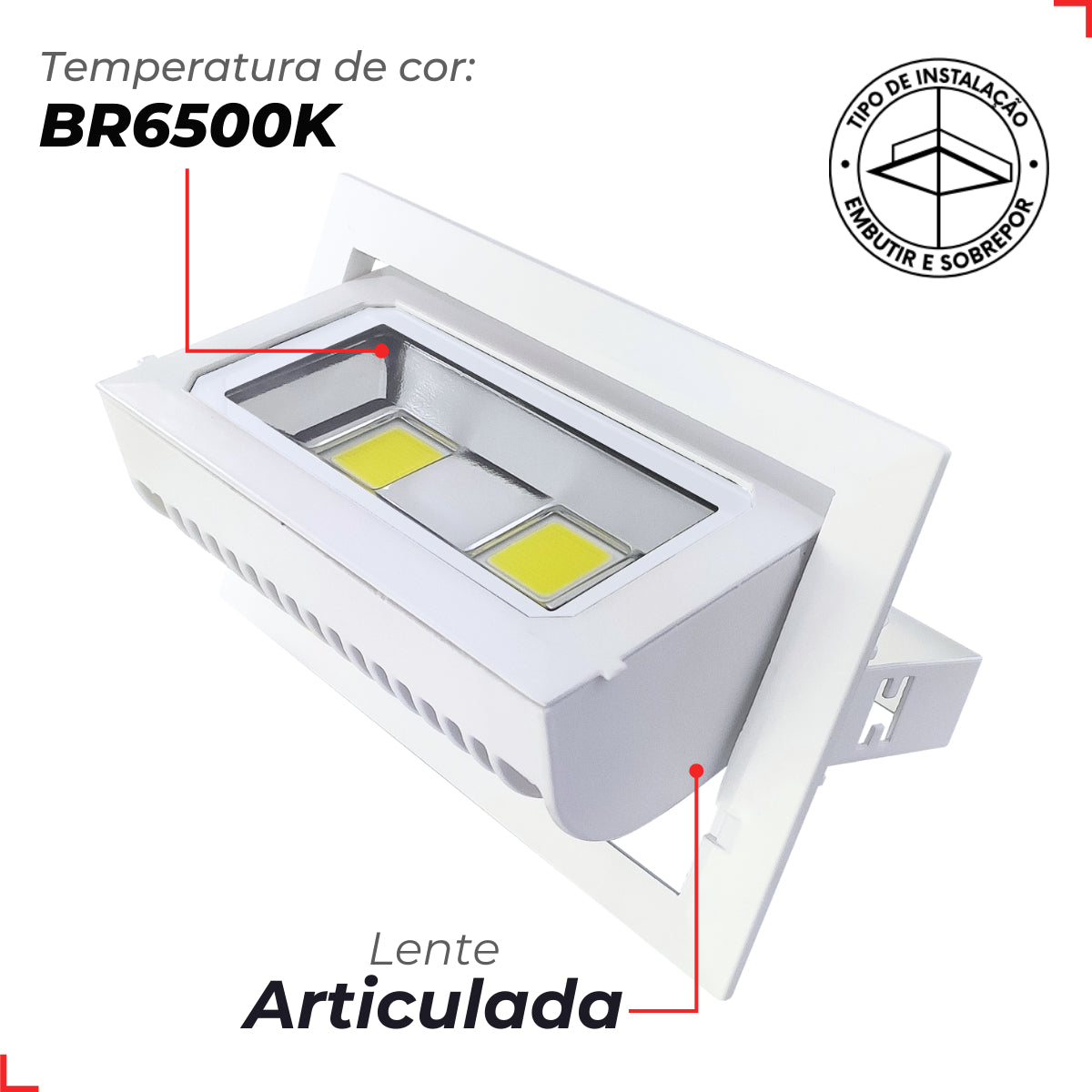 Refletor Led Effect 60w 6500k Branco Frio Bivolt IP65 Branco Deluxe