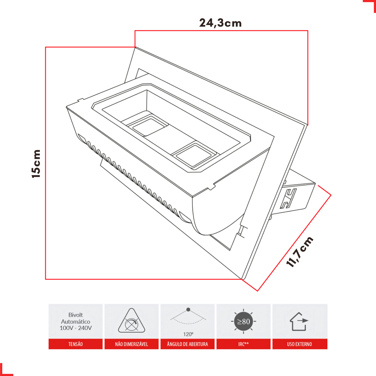 Refletor Led Effect 60w 6500k Branco Frio Bivolt IP65 Branco Deluxe