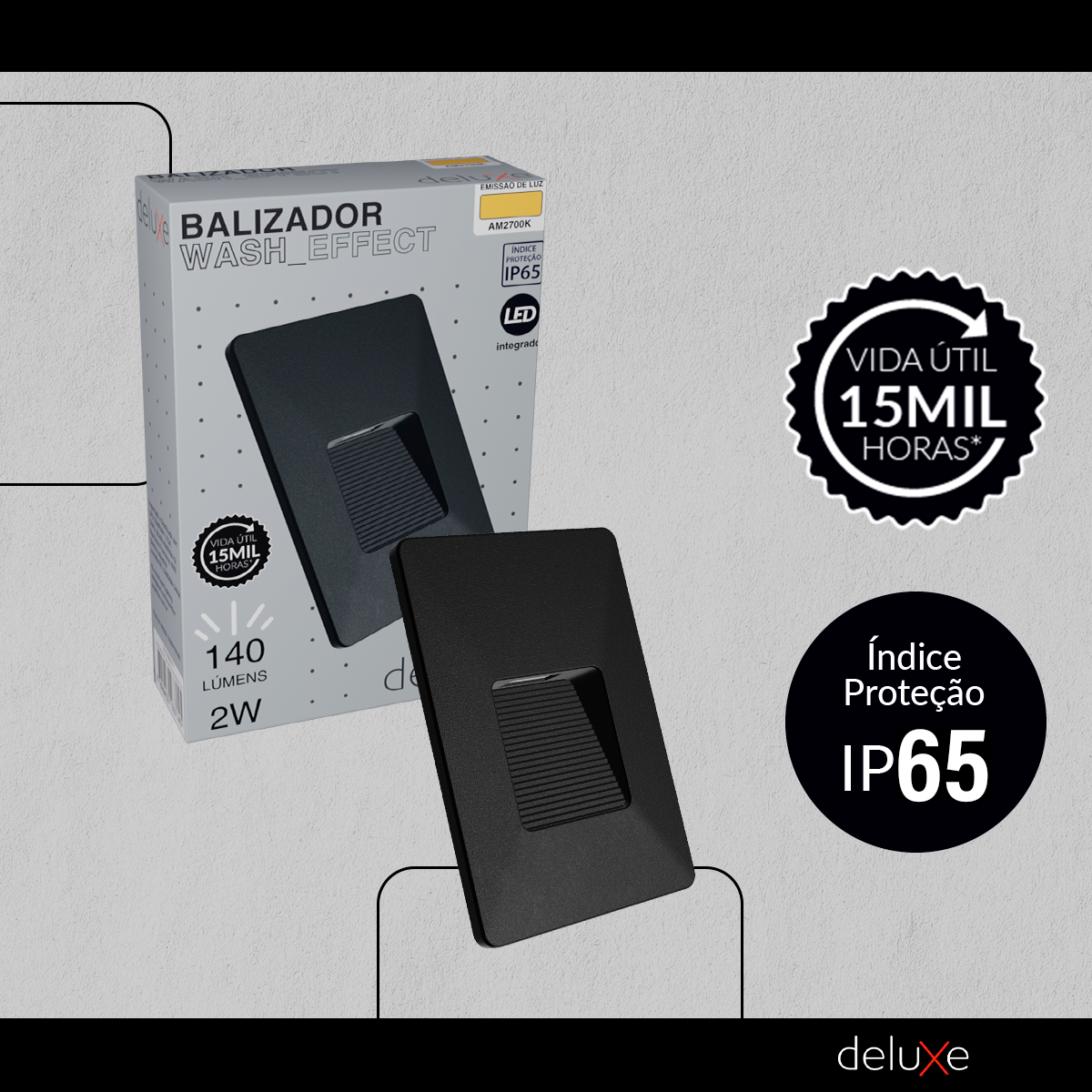 Balizador Led Effect 2w 2700k Branco Quente IP65 Bivolt Preto Deluxe