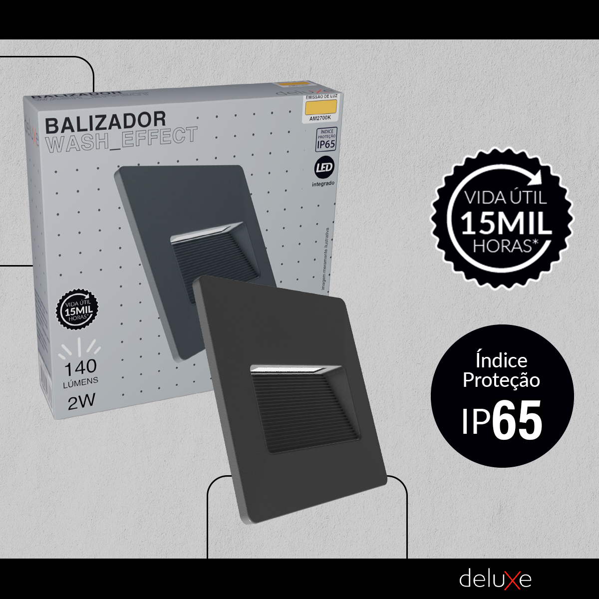 Balizador Led Effect 2w 2700k Branco Quente IP65 Bivolt Preto Avant