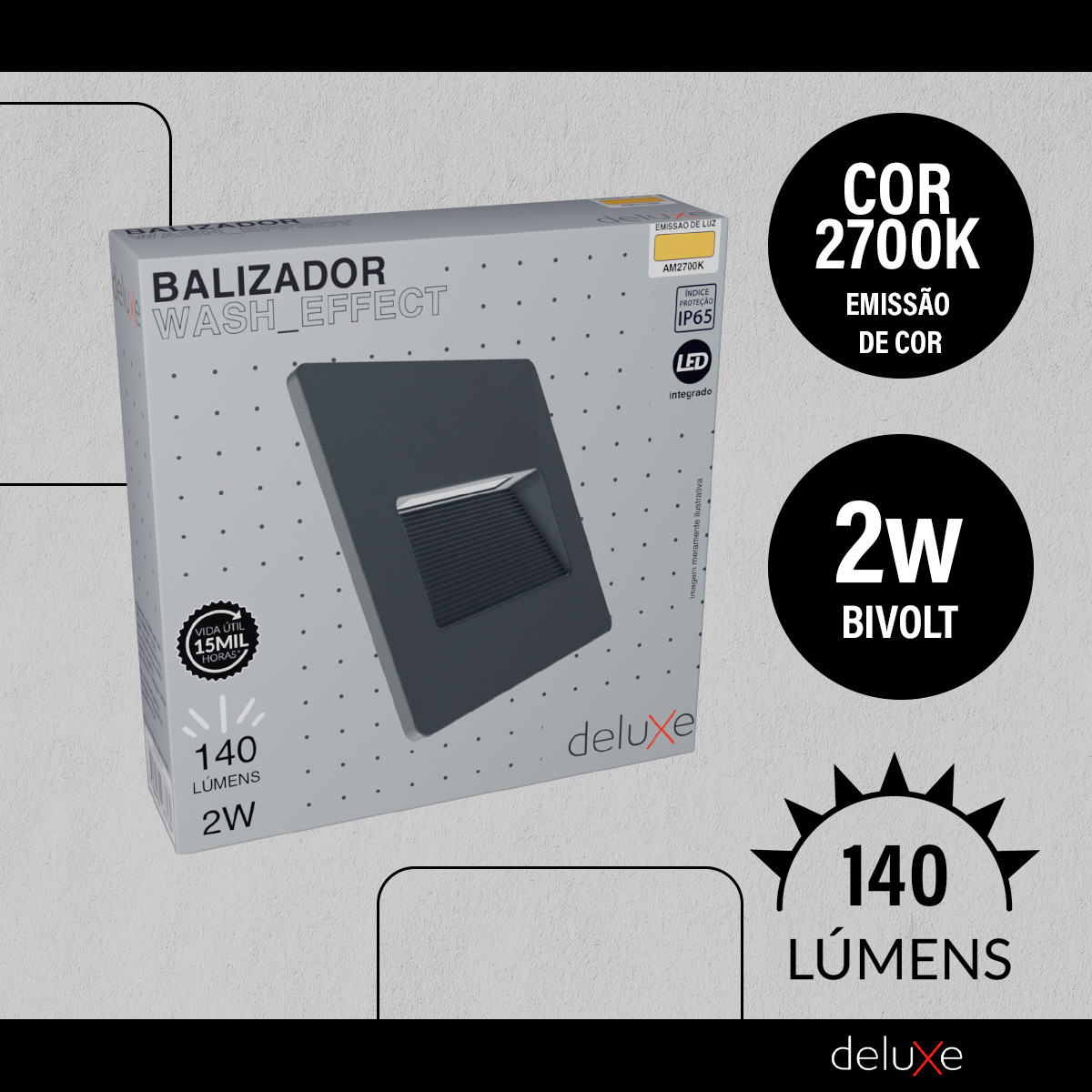 Balizador Led Effect 2w 2700k Branco Quente IP65 Bivolt Preto Avant