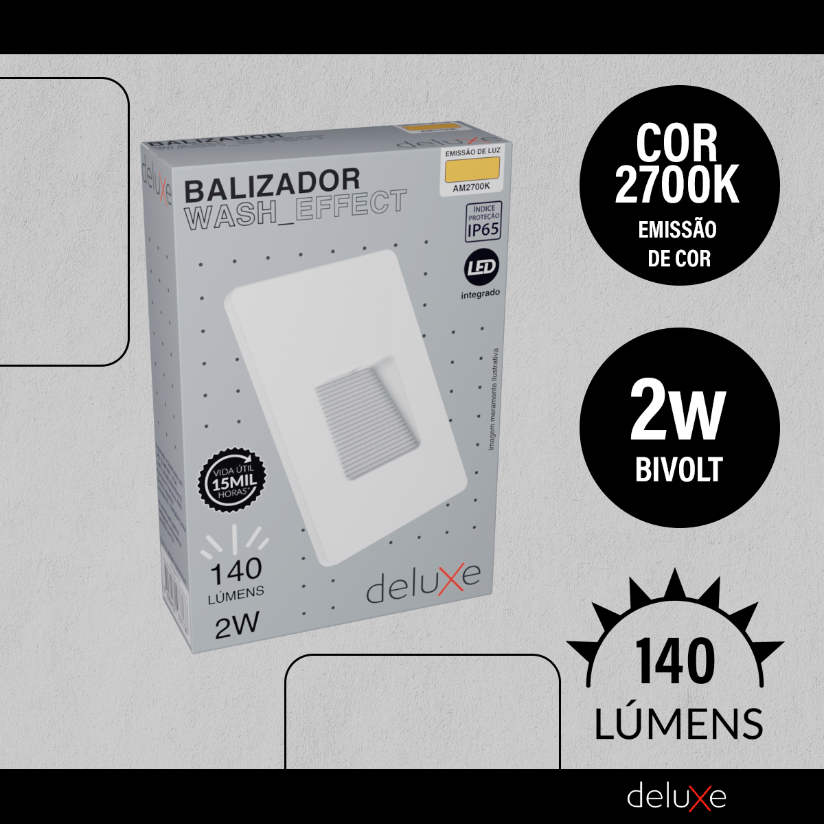 Balizador Led Effect 2w 2700k Branco Quente IP65 Bivolt Preto Deluxe