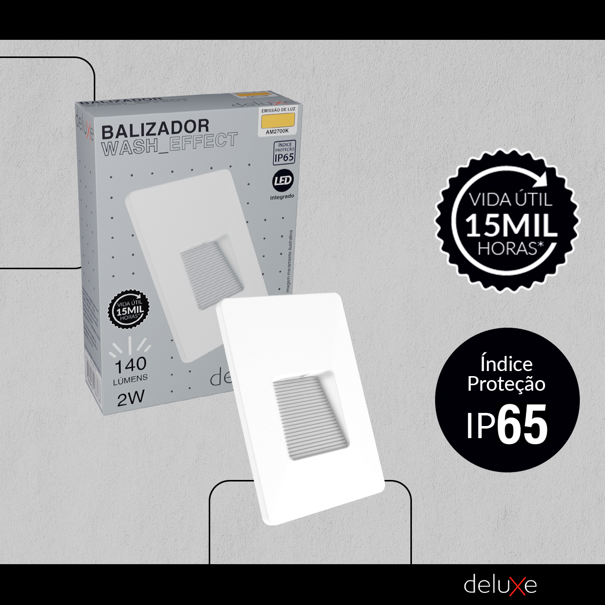 Balizador Led Effect 2w 2700k Branco Quente IP65 Bivolt Preto Deluxe