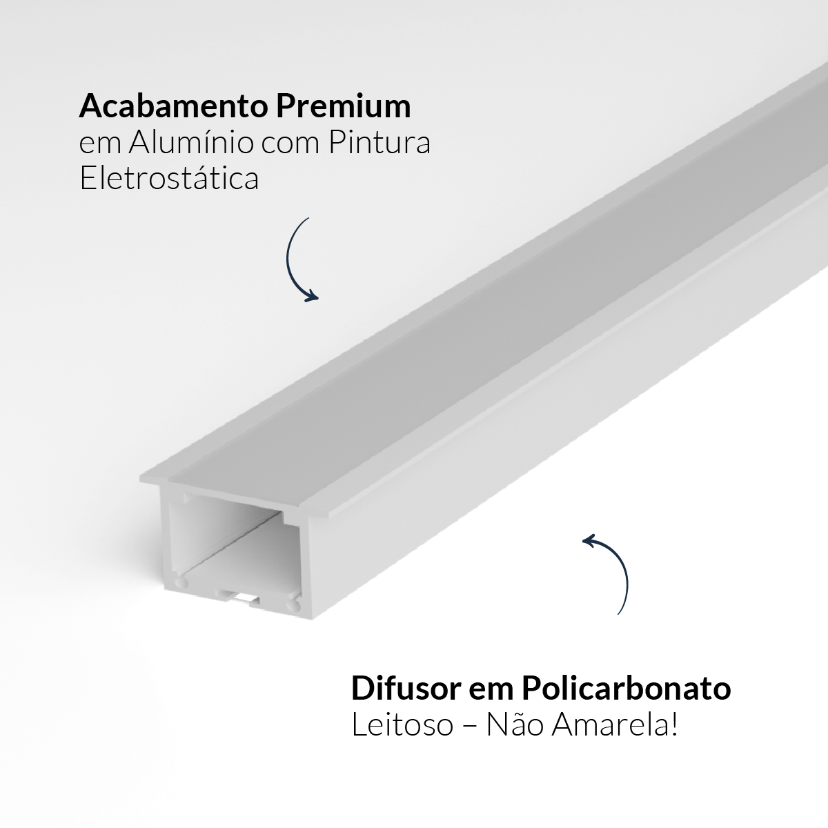 Perfil Barra Risqué Inside Embutir 24x15mm 3 Metros IP20 Branco Avant