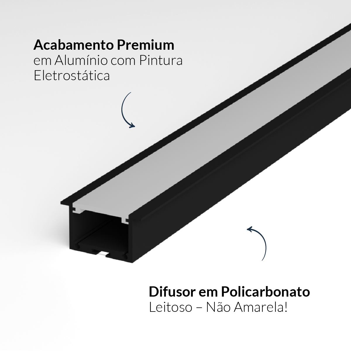 Perfil Barra Risqué Inside Embutir 24x15mm 3 Metros IP20 Preto Avant