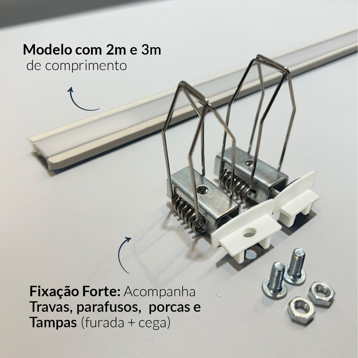 Perfil Barra Risqué Inside Embutir 24x08mm 3 Metros IP20 Branco Avant
