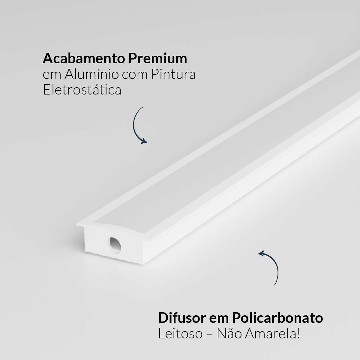 Perfil Barra Risqué Inside Embutir 24x08mm 3 Metros IP20 Branco Avant