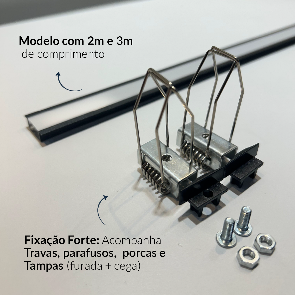 Perfil Barra Risqué Inside Embutir 24x08mm 3 Metros IP20 Preto Avant