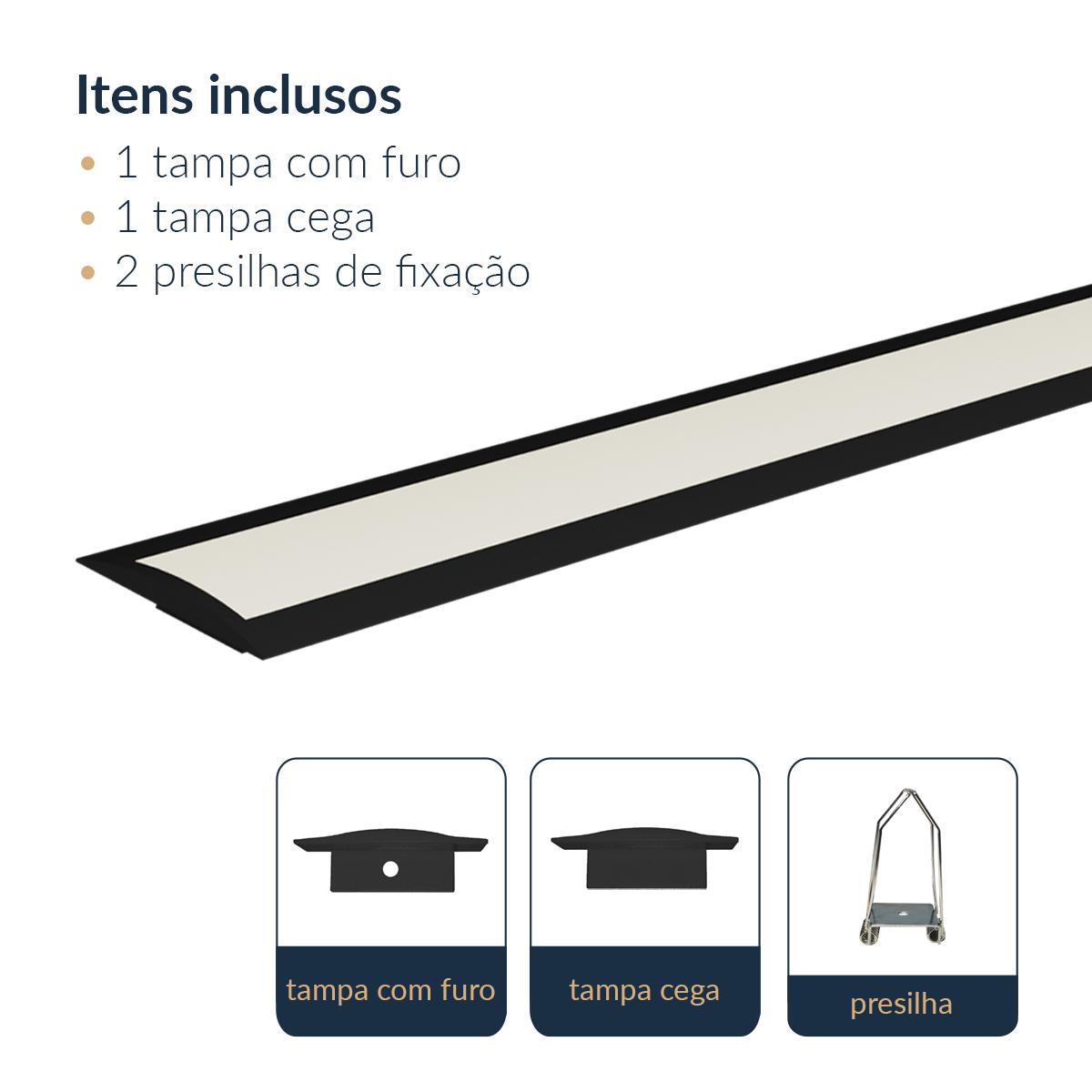Perfil Barra Risqué Inside Embutir 24x08mm 2 Metros IP20 Branco Avant
