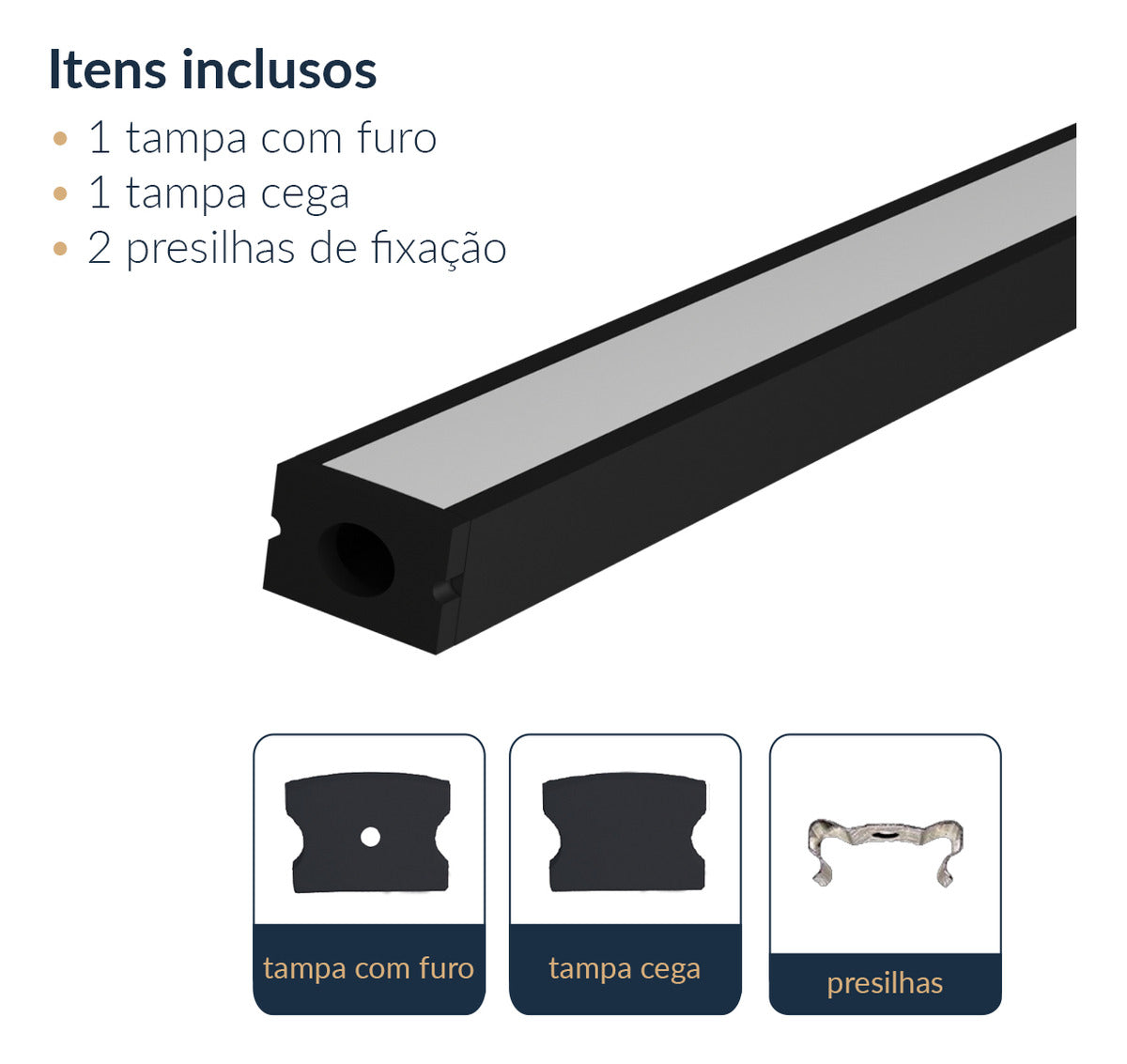 Perfil Barra Risqué Slat Sobrepor 17x15mm 2 Metros IP20 Preto Avant